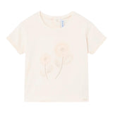 Mayoral Plain T-Shirt With Beige Appliques For Baby Girls