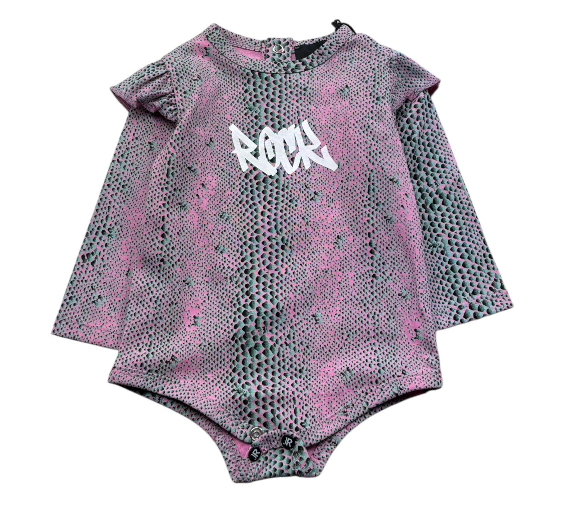 John Richmond Body Manica Lunga Fantasia Pitonata per Neonata RIP26052BD ROSA JOHN RICHMOND 