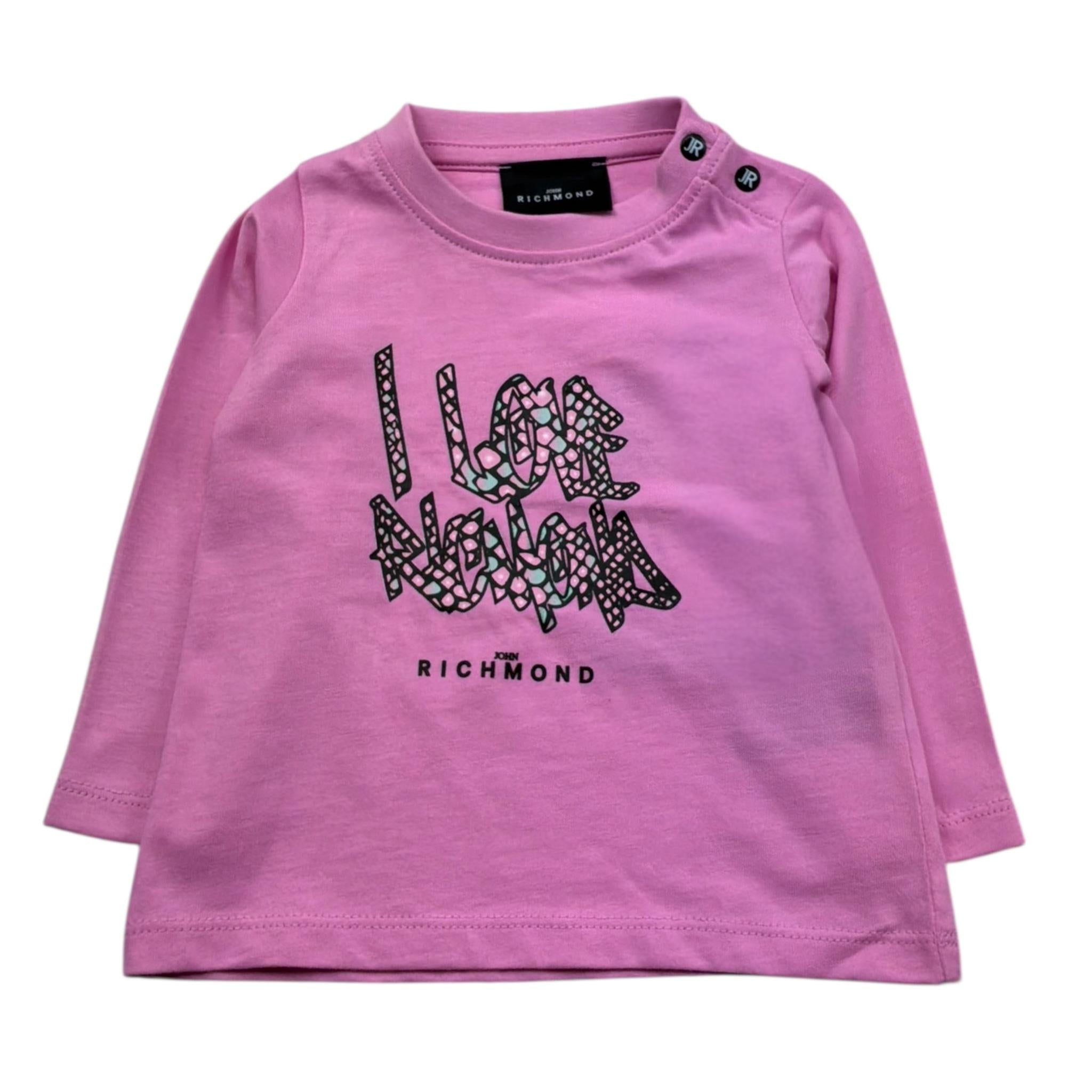 John Richmond Shirt Girocollo Tinta Unita con Logo per Neonata RIP26048TS ROSA JOHN RICHMOND 