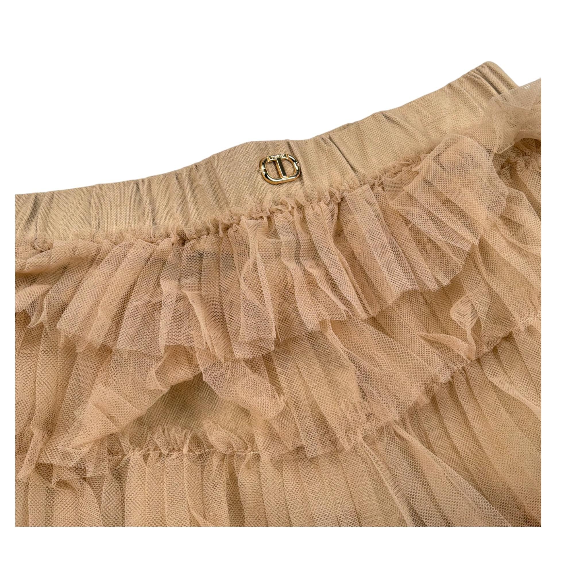 Twinset Gonna tinta unita con Tulle Beige per Bambina 251GJ2QS1X BEIGE TWINSET 