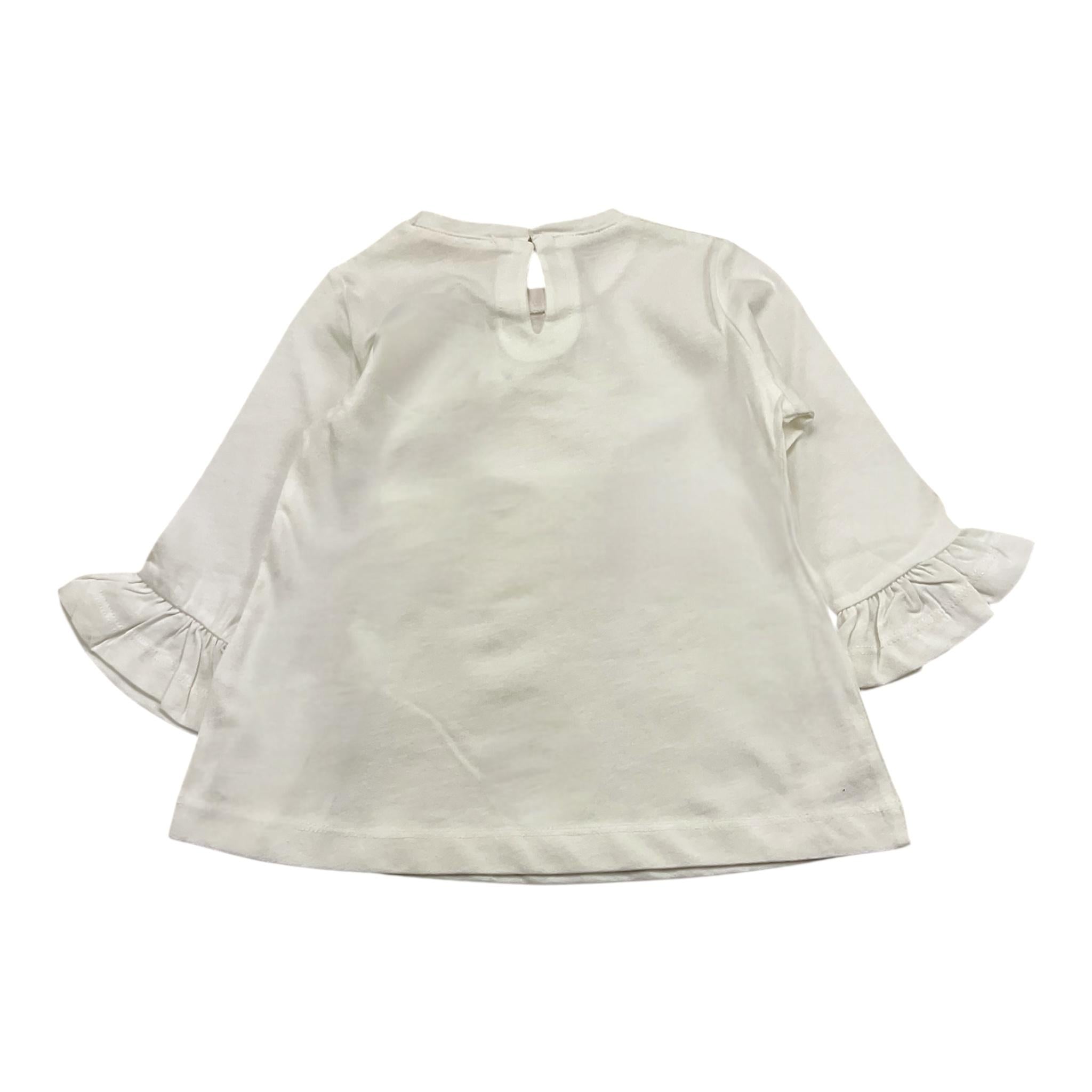 Monnalisa Shirt Girocollo Tinta Unita con Stampa per Neonata 39D611 BIANCO MONNALISA 