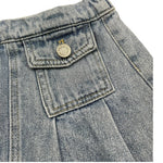 Manila Grace Gonna In Denim Tinta Unita con Elastico In Vita per Bambina 373GMBS25 AZZURRO MANILA GRACE 