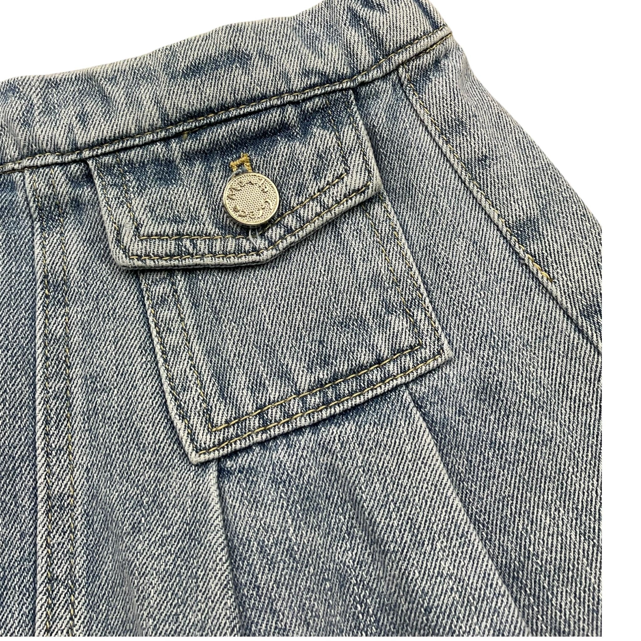 Manila Grace Gonna In Denim Tinta Unita con Elastico In Vita per Bambina 373GMBS25 AZZURRO MANILA GRACE 