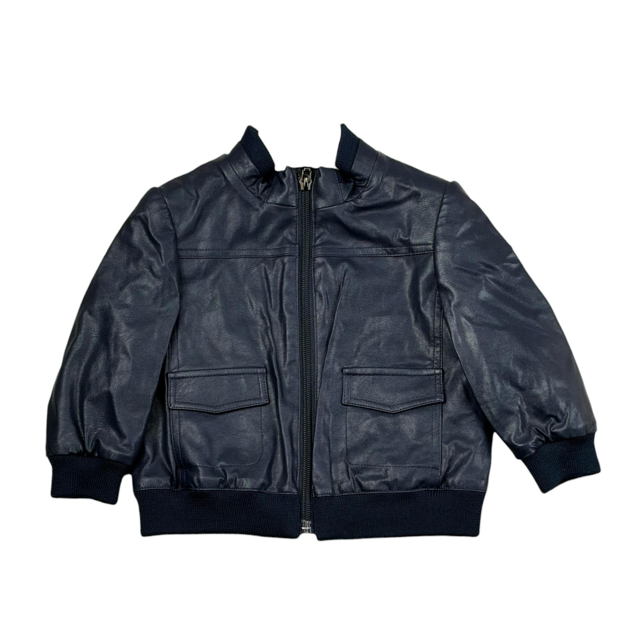 Baby A. Giubbino Tinta Unita In Ecopelle con Zip per Neonato C1972 BLU BABY A. 