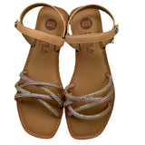 Gioseppo Sandals Solid Color Glitter And Multicolor Strap For Girls