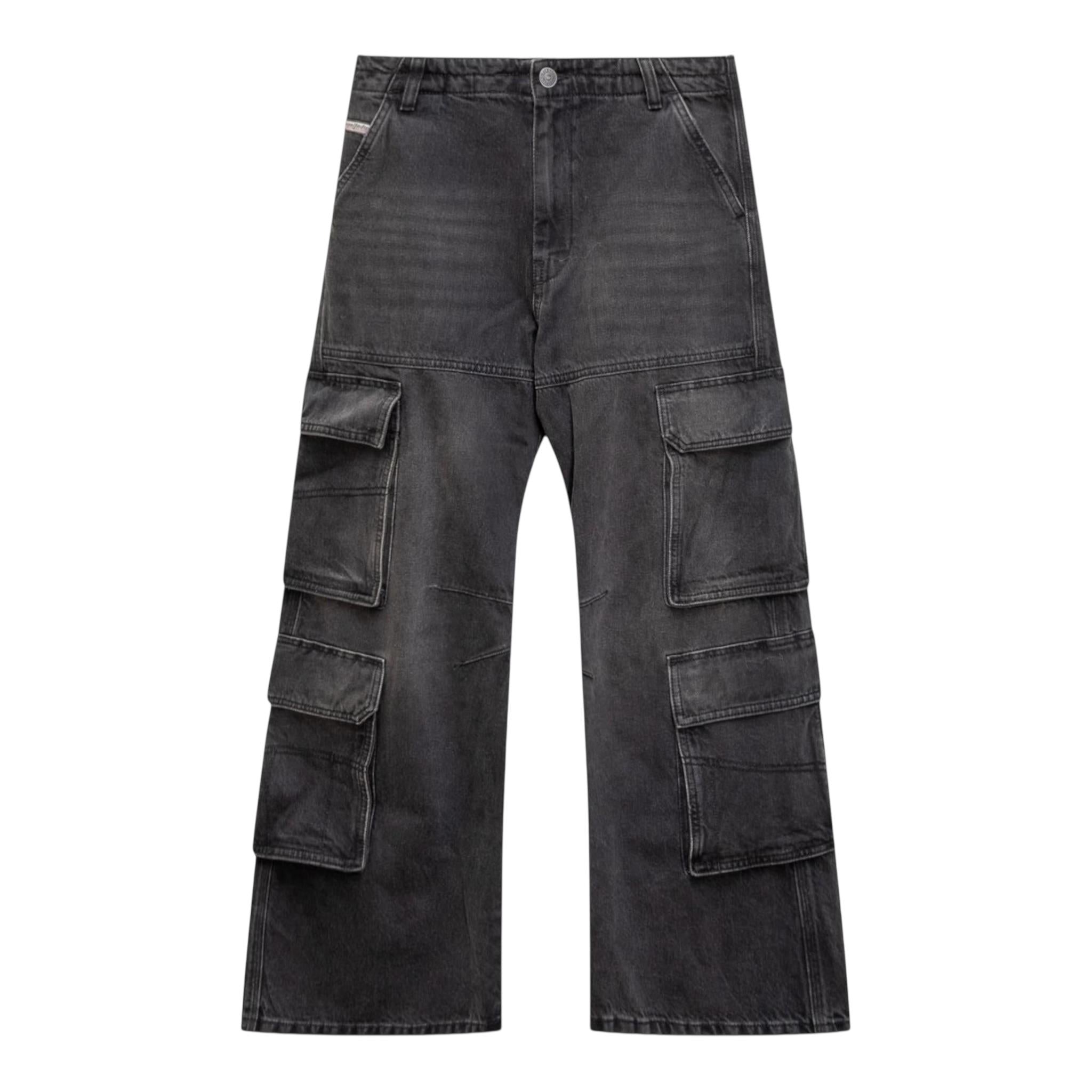 Diesel Jeans Modello Palazzo con Tasconi per Bambina J01725XX NERO DIESEL 