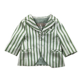 La Stupenderia Solid Color Jacket With Green Striped Pattern For Newborn