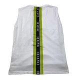 Datch Solid Color Tank Top With Print Crew Neck White For Boys