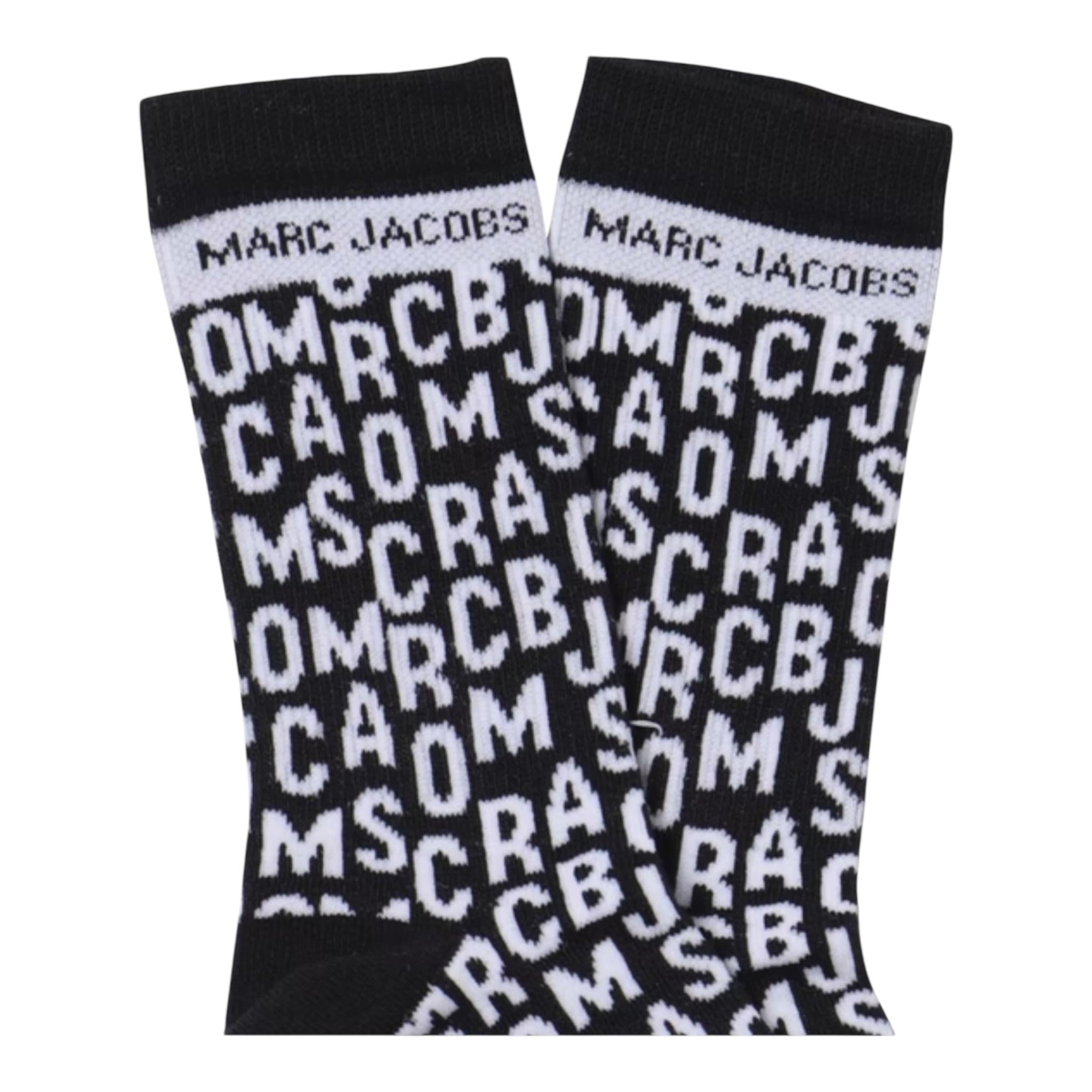 MARC JACOBS calzini tinta unita con logo Nero per Bambino W60389 NERO MARC JACOBS 