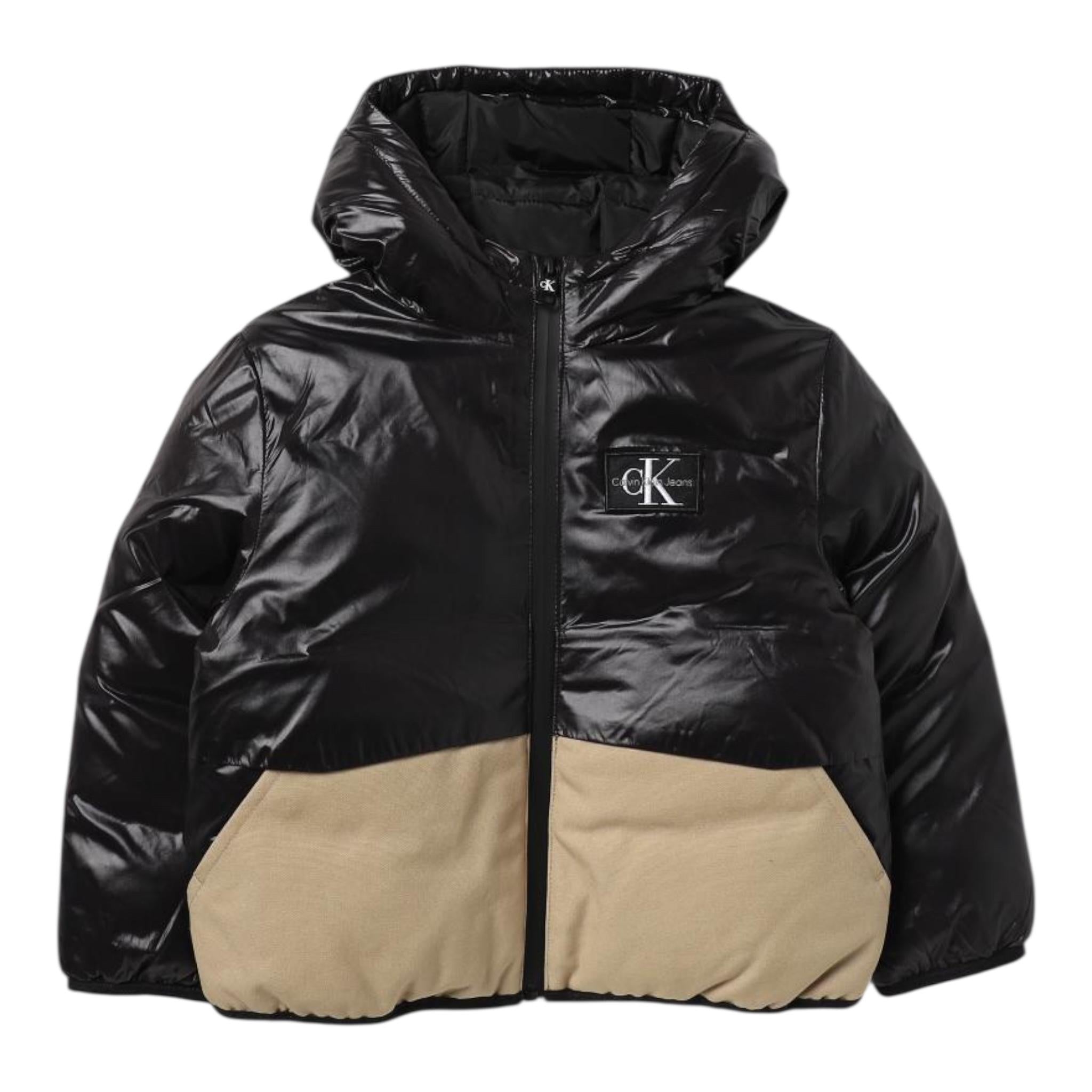 CALVIN KLEIN giubbino tinta unita con cappuccio e tasche in contrasto Nero per Bambino IB0IB01718 NERO CALVIN KLEIN 