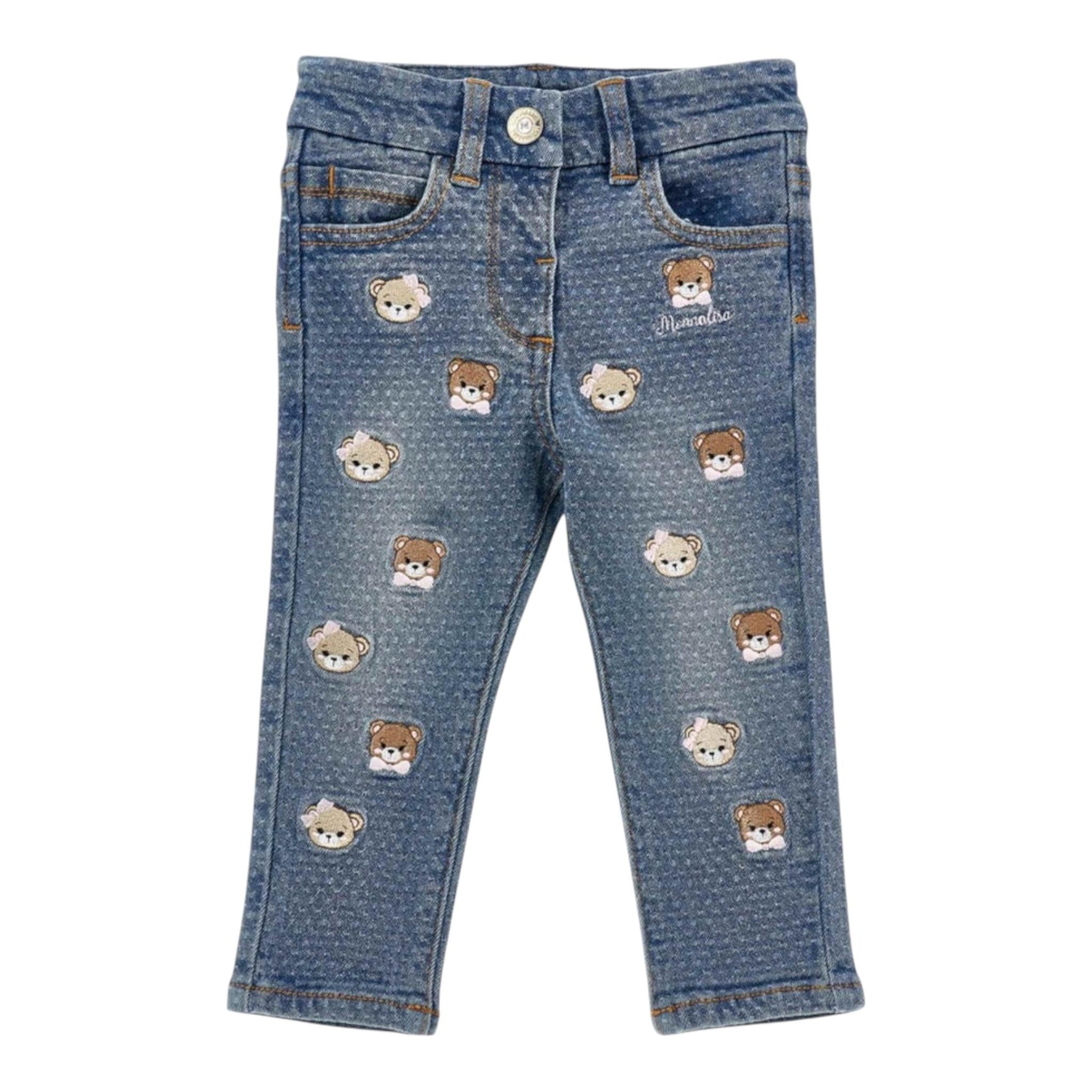 MONNALISA jeans tinta unita con applicazioni Azzurro per Neonata 39D409 AZZURRO MONNALISA 
