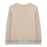 Eleventy Crewneck Sweatshirt Solid Color With Print And Contrasting Profiles Beige For Boys