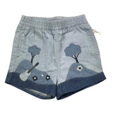 Stella Mccartney Baby Girl Solid Color Denim Shorts With Light Blue Print