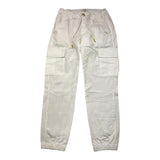 Yes Zee Solid Color Elastic Waist Cargo Pants White For Girls