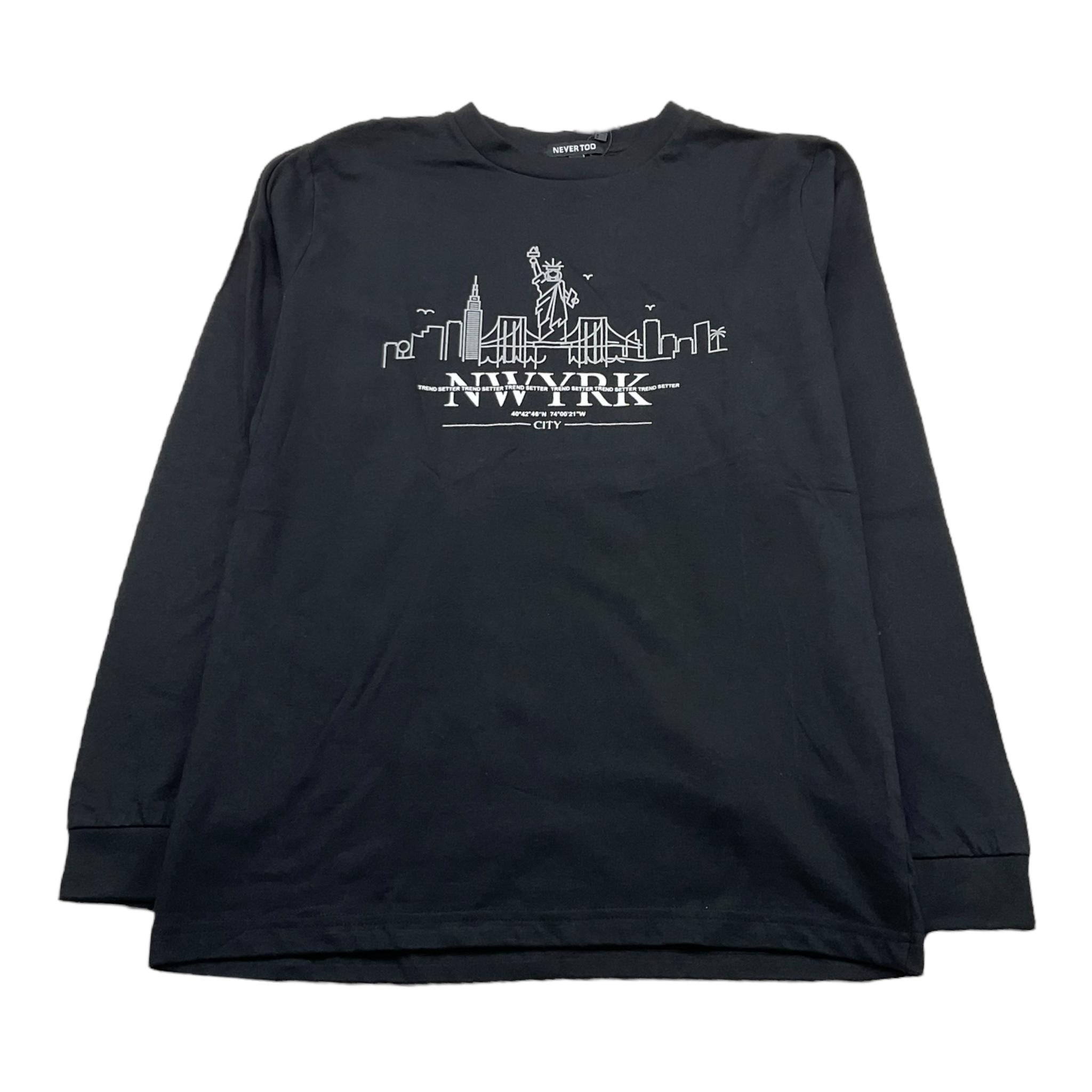 NEVER TOO shirt girocollo tinta unita con stampa Nero per Bambino NT2101R NERO NEVER TOO 