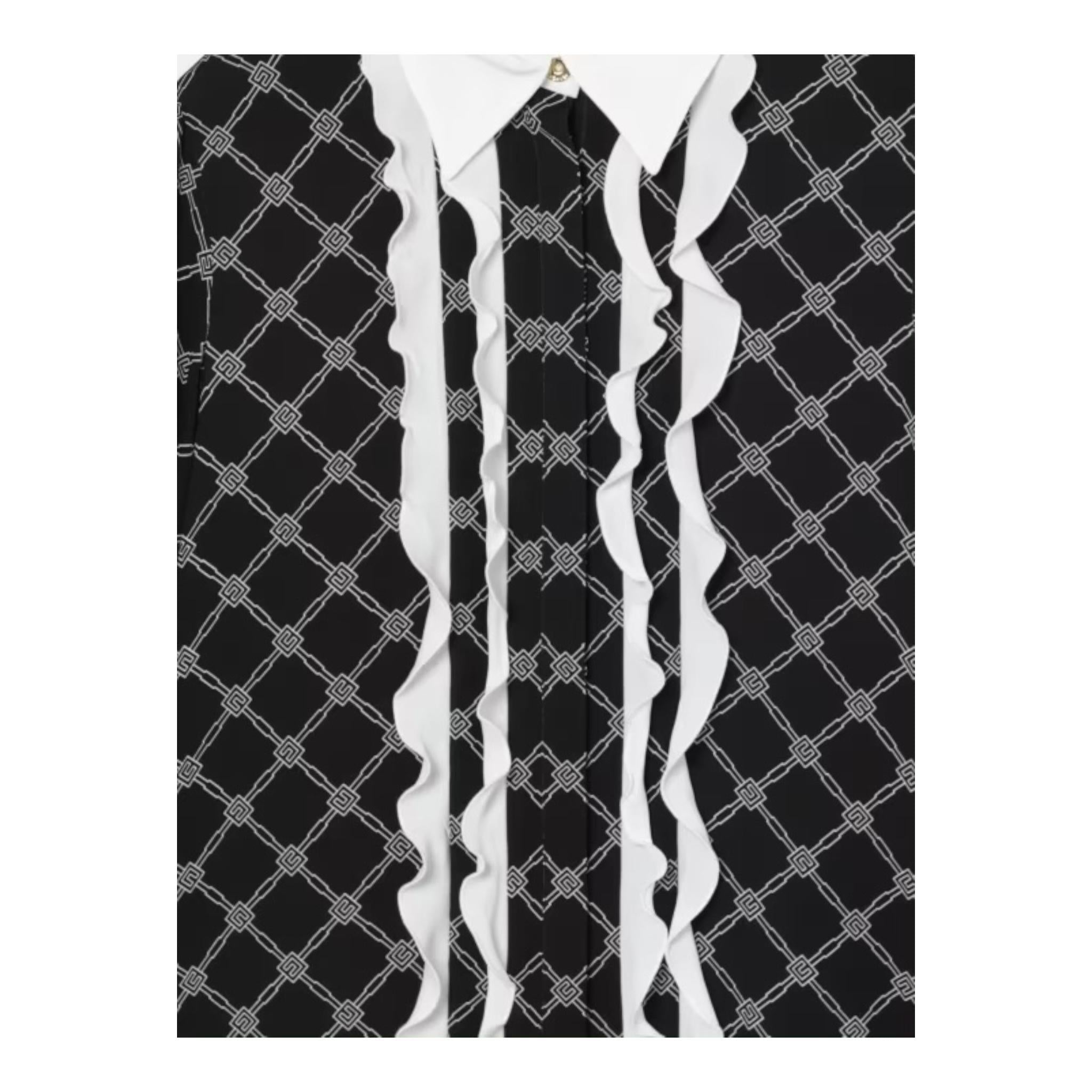 Elisabetta Franchi Camicia Bicolore Logata per Bambina EFCA257 BIANCO/NERO ELISABETTA FRANCHI 