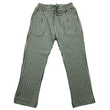 Paolo Pecora Solid Color Pants With Elastic Waist Green Striped Pattern For Boys