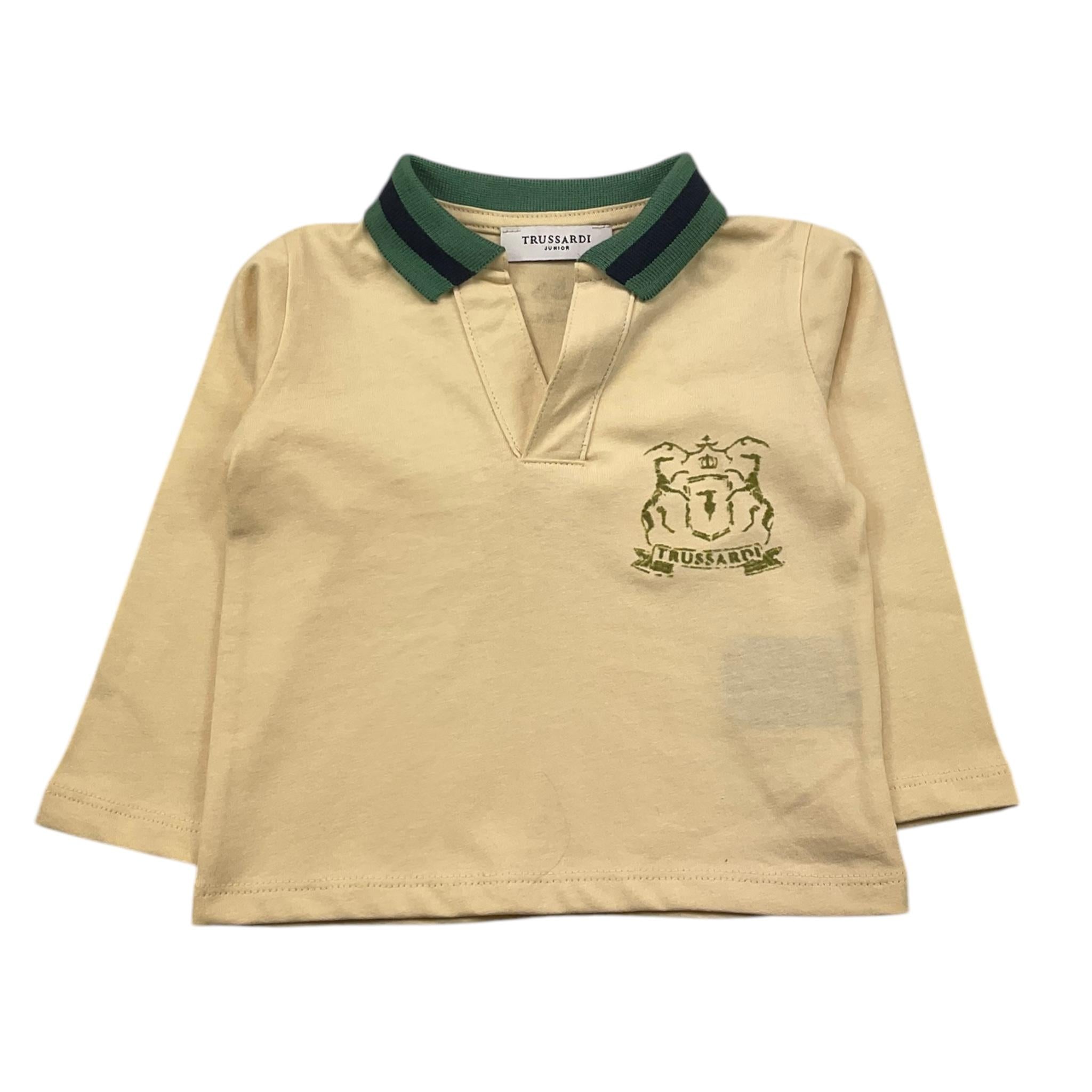 TRUSSARDI polo manica lunga tinta unita con colletto in contrasto Panna per Neonato TIA25130PO PANNA TRUSSARDI 