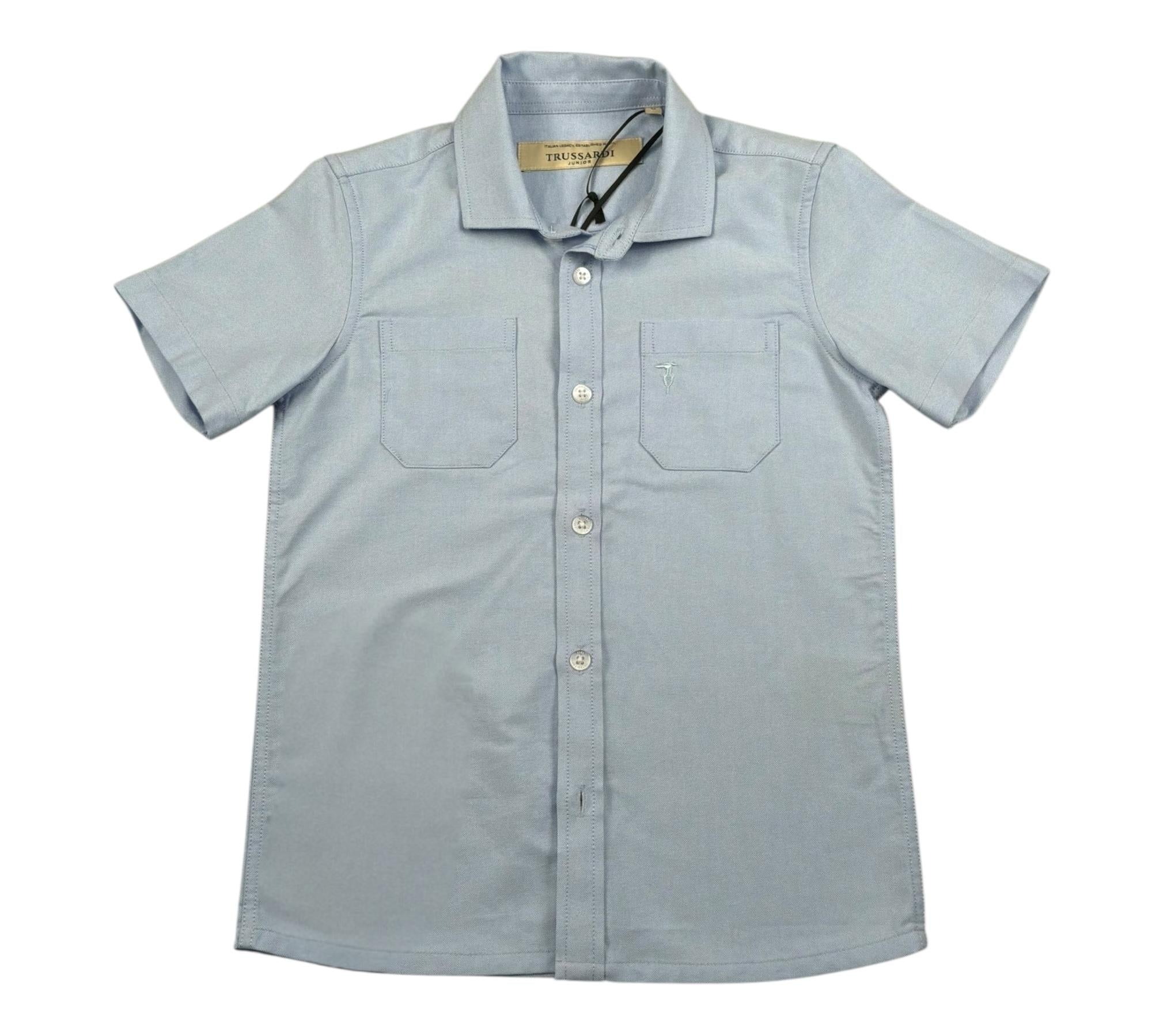 Trussardi Camicia Mezza Manica Tinta Unita con Taschino per Bambino TBP26056CA AZZURRO TRUSSARDI 