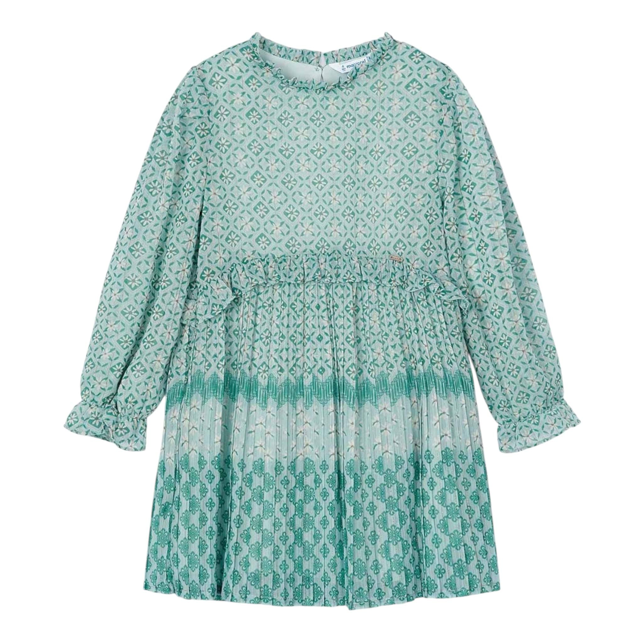 MAYORAL abito in camicia tinta unita con fantasia Verde per Bambina 4913XX VERDE MAYORAL 