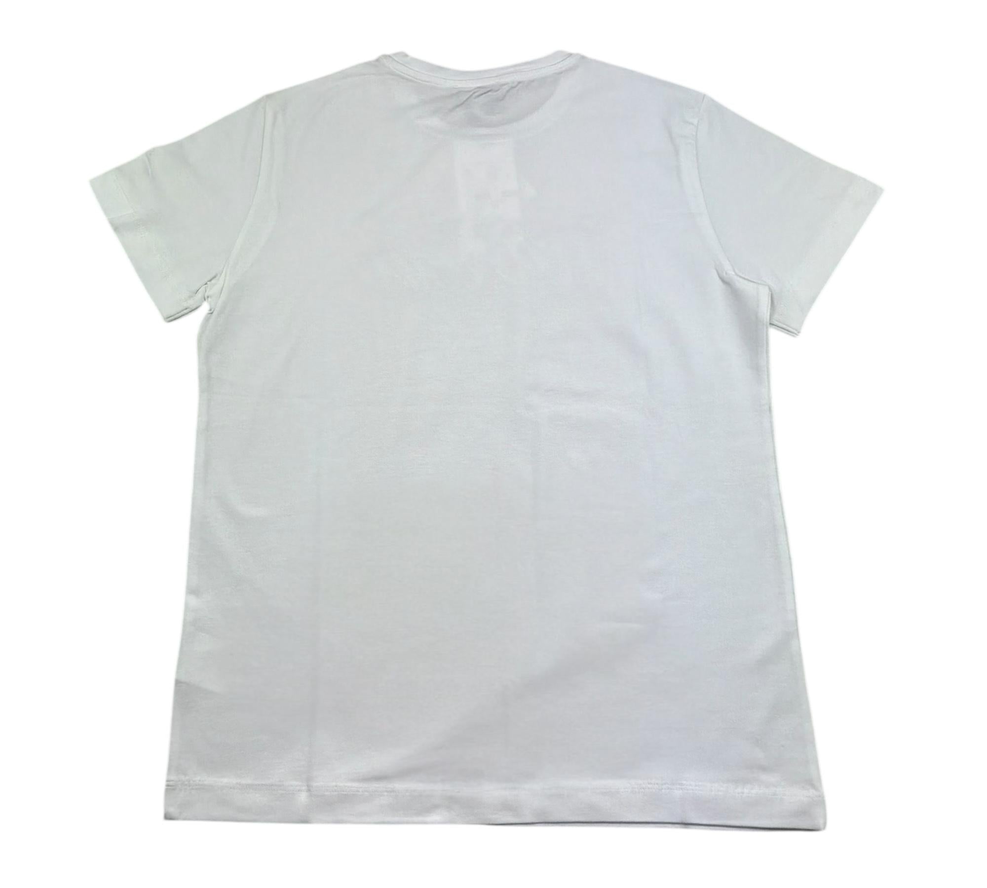 Monnalisa T-Shirt Girocollo Tinta Unita con Stampa per Bambino 253609 BIANCO MONNALISA 