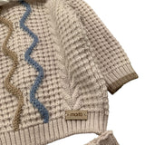 MARLU' completo 2pz maglia-pantalone tinta unita con fantasia Beige per Neonato IG6350 BEIGE MARLU' 