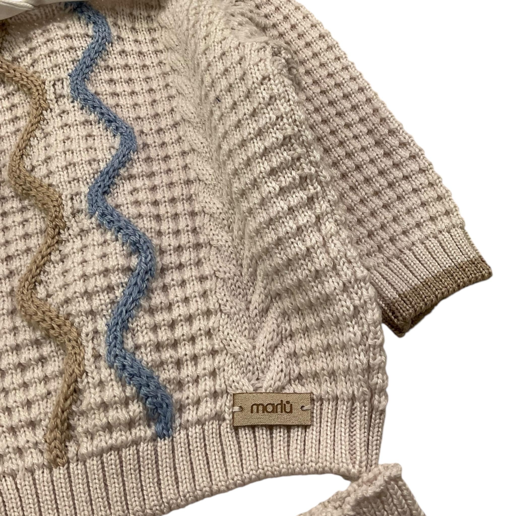 MARLU' completo 2pz maglia-pantalone tinta unita con fantasia Beige per Neonato IG6350 BEIGE MARLU' 