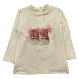LE BEBE' shirt girocollo tinta unita con stampa scarpe Panna per Neonata LBG6148 PANNA LE BEBE' 