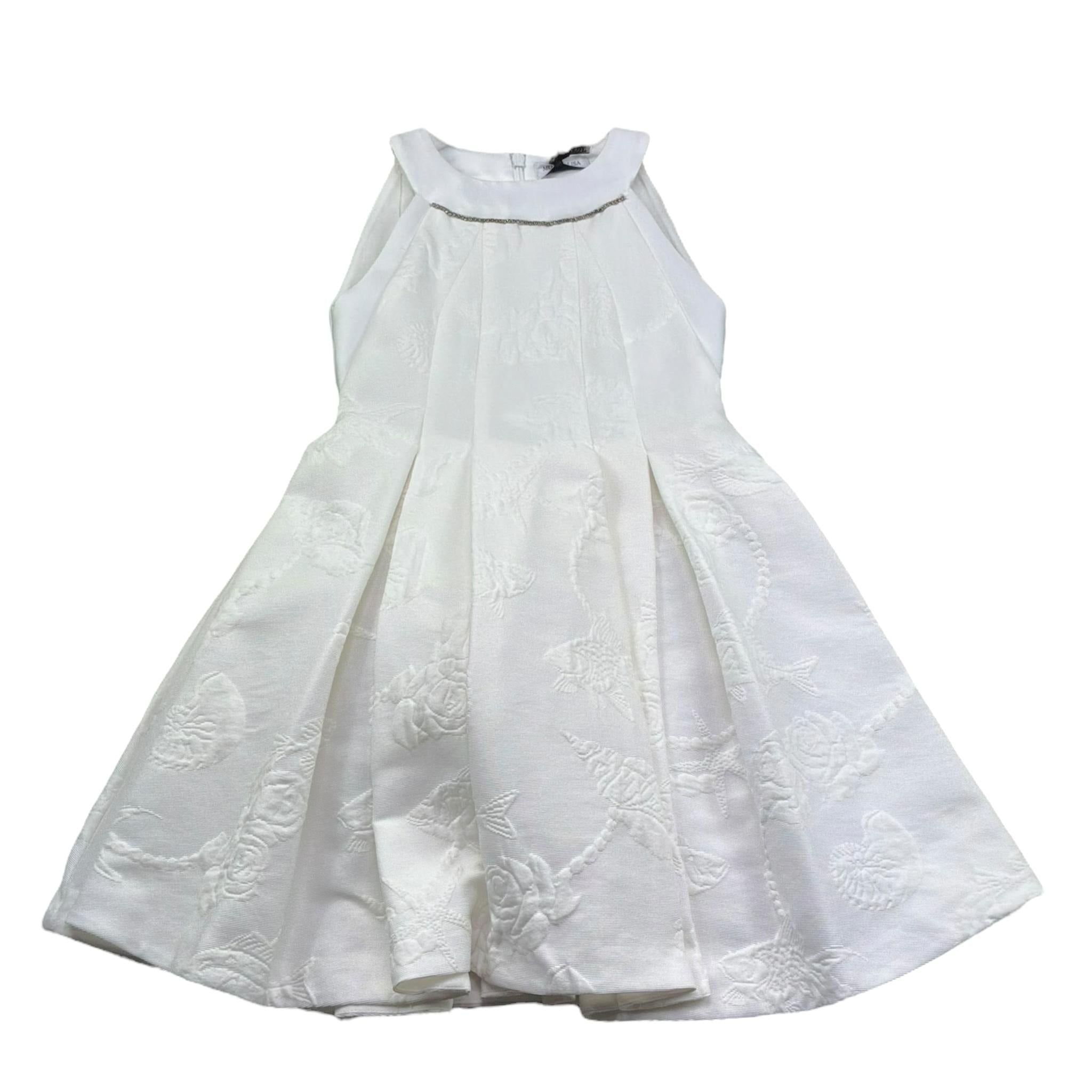 Monnalisa Abito Tinta Unita con Brillantini E Ricami per Bambina 111931 BIANCO MONNALISA 