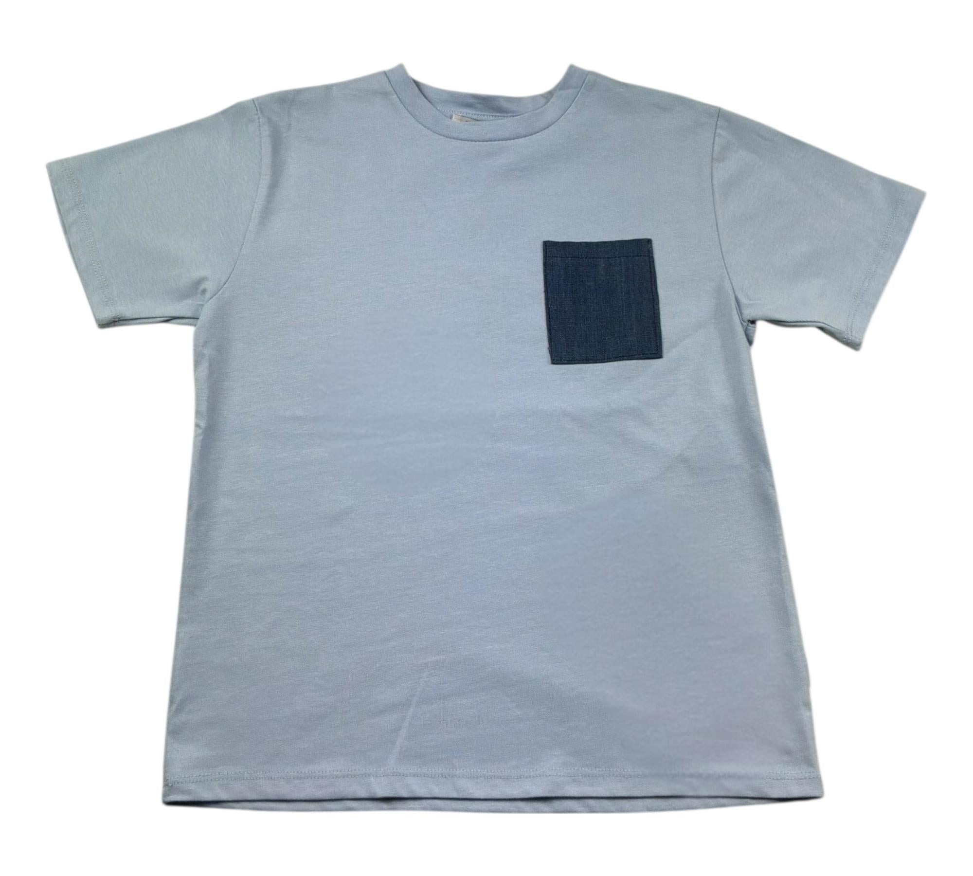 Paolo Pecora T-Shirt Girocollo Tinta Unita con Taschino per Bambino PP4364 AZZURRO PAOLO PECORA 