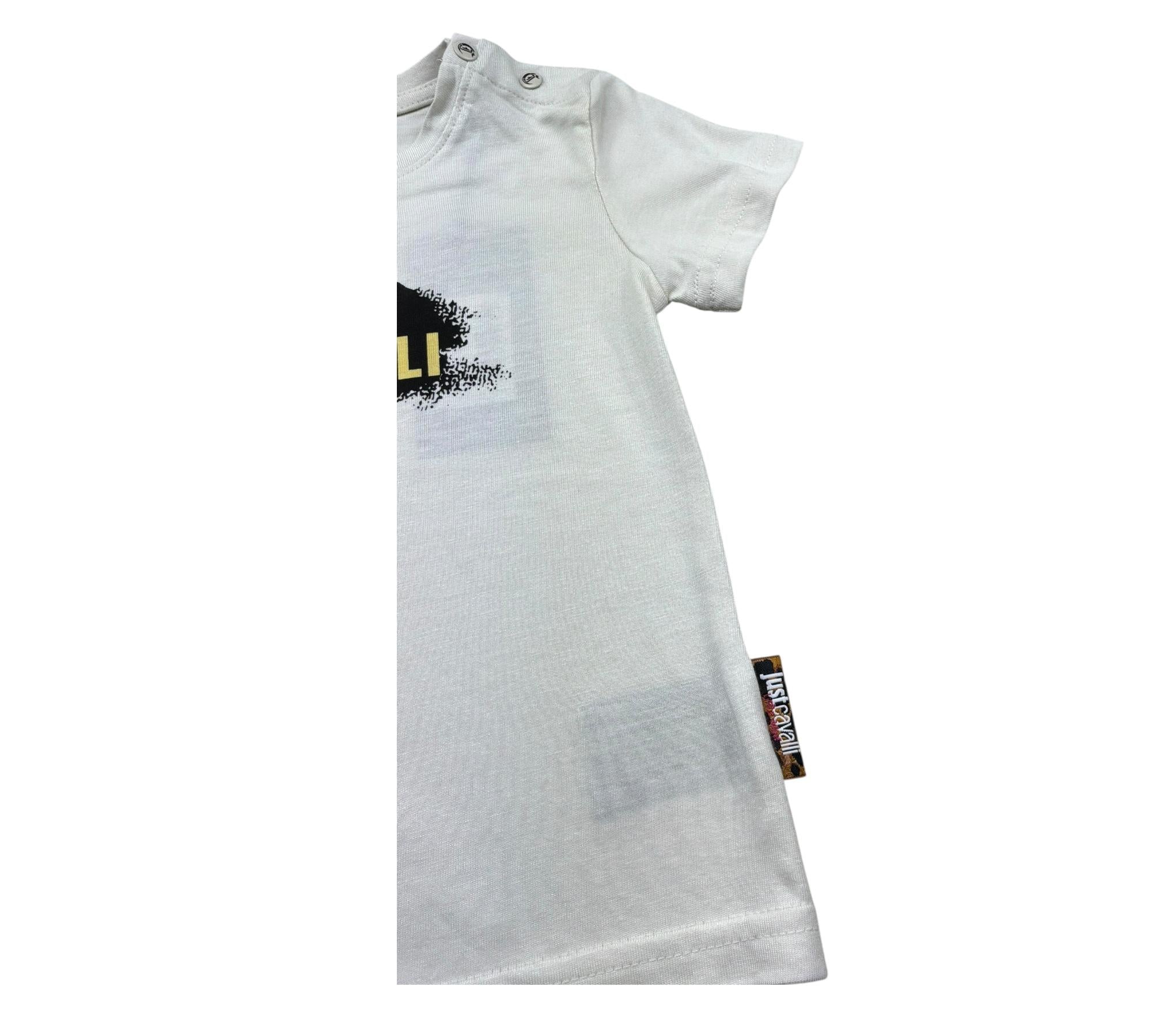 Just Cavalli T-Shirt Girocollo Tinta Unita con Logo per Bambino JIP26021TS PANNA JUST CAVALLI 