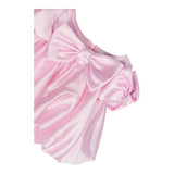 Miss Grant Solid Color Top with Pink Bow for Girls