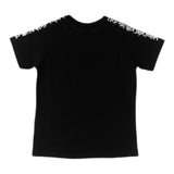 Disclaimer Black Contrast Print Solid Color Crew Neck T-Shirt For Boys