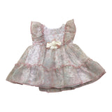 Miranda Plain Dress with Tulle and White Flower Pattern for Baby Girl