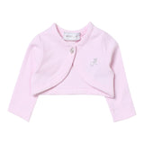 Monnalisa Solid Color Shrug With Pink Button For Baby Girl