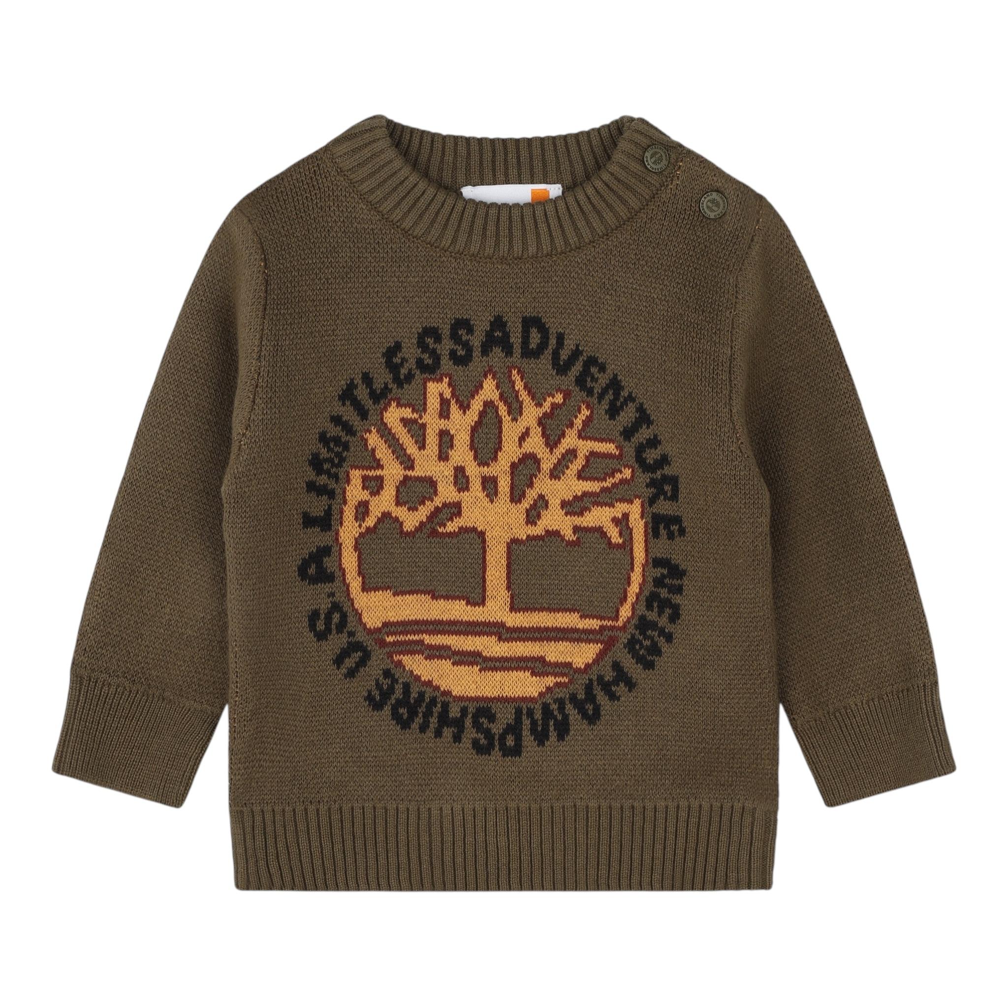 TIMBERLAND maglia girocollo tinta unita con logo Verde per Neonato T60263 VERDE TIMBERLAND 