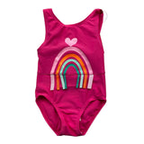 Agatha Ruiz One Piece Swimsuit Solid Color With Fuchsia Print For Baby Girl