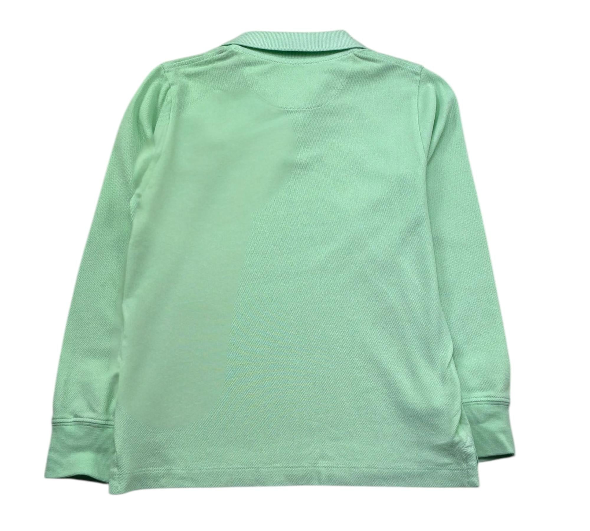 Saint Barth Polo Manica Lunga Tinta Unita con Logo per Bambino PIQUET VERDE SAINT BARTH 