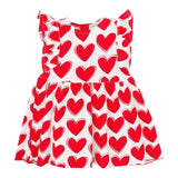 Agatha Ruiz Solid Color Heart Pattern White/Red Sleeveless Dress For Baby Girl