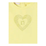 Liu Jo Solid Color Crew Neck T-Shirt with Yellow Glitter Print for Baby Girls