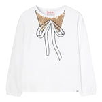 BOBOLI shirt girocollo tinta unita con paillettes Bianco per Bambina 459019 BIANCO BOBOLI 