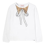 BOBOLI shirt girocollo tinta unita con paillettes Bianco per Bambina 459019 BIANCO BOBOLI 