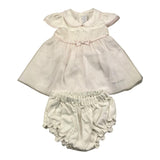 Minu' Complete 2 Piece Dress-Panty Solid Color White For Newborn