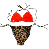 4Giveness 2-Piece Swimsuit Solid Color Spotted Triangle Briefs Brown For Girls