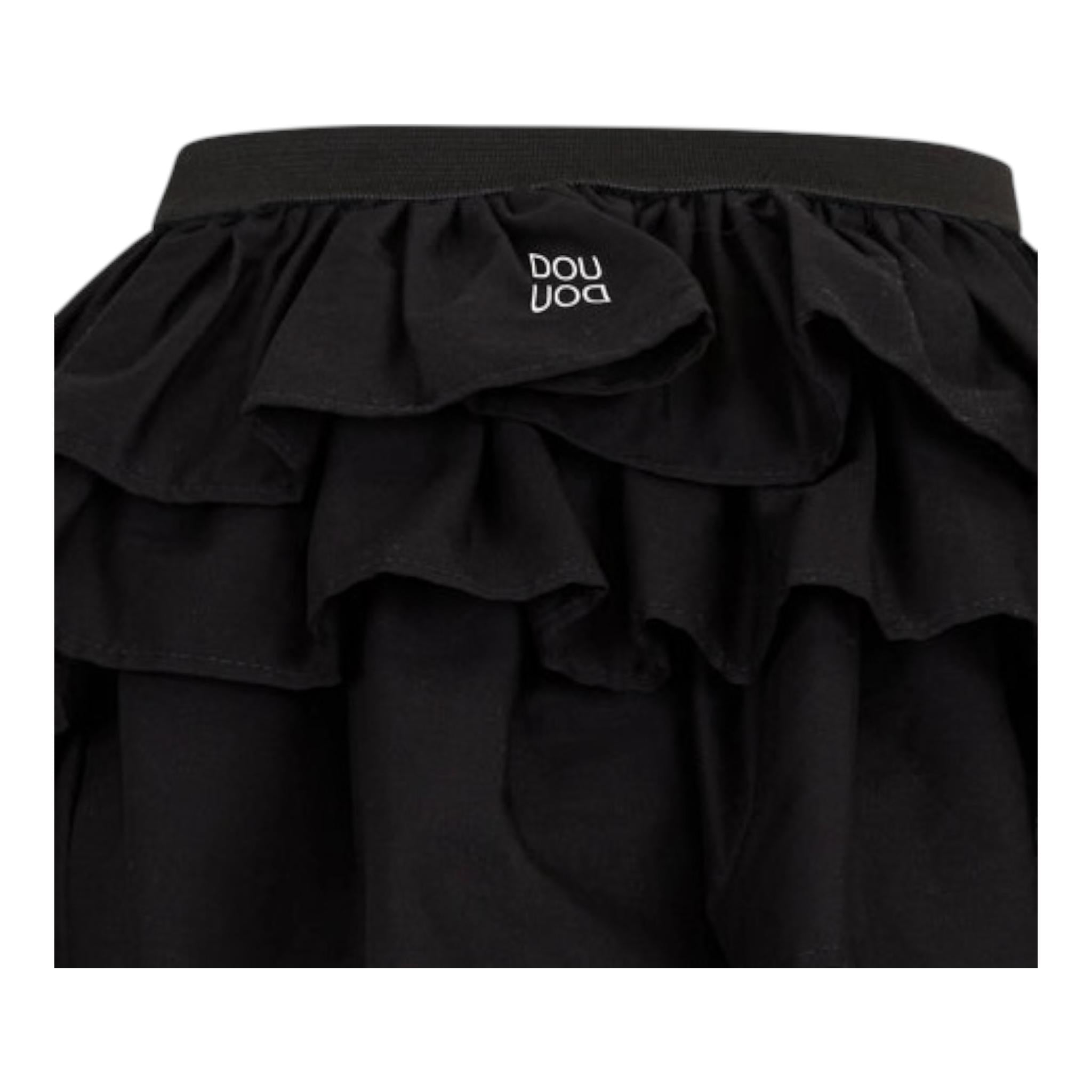 Dou Dou Gonna Tinta Unita con Balze E Elastico In Vita per Bambina DW7A61 NERO DOU DOU 