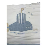 Lalalu' Two-Tone Blanket with Striped Pattern and White/Blue Print for Newborns