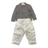 Barcellino Complete Shirt-Pants With Blue Check Pattern For Newborn