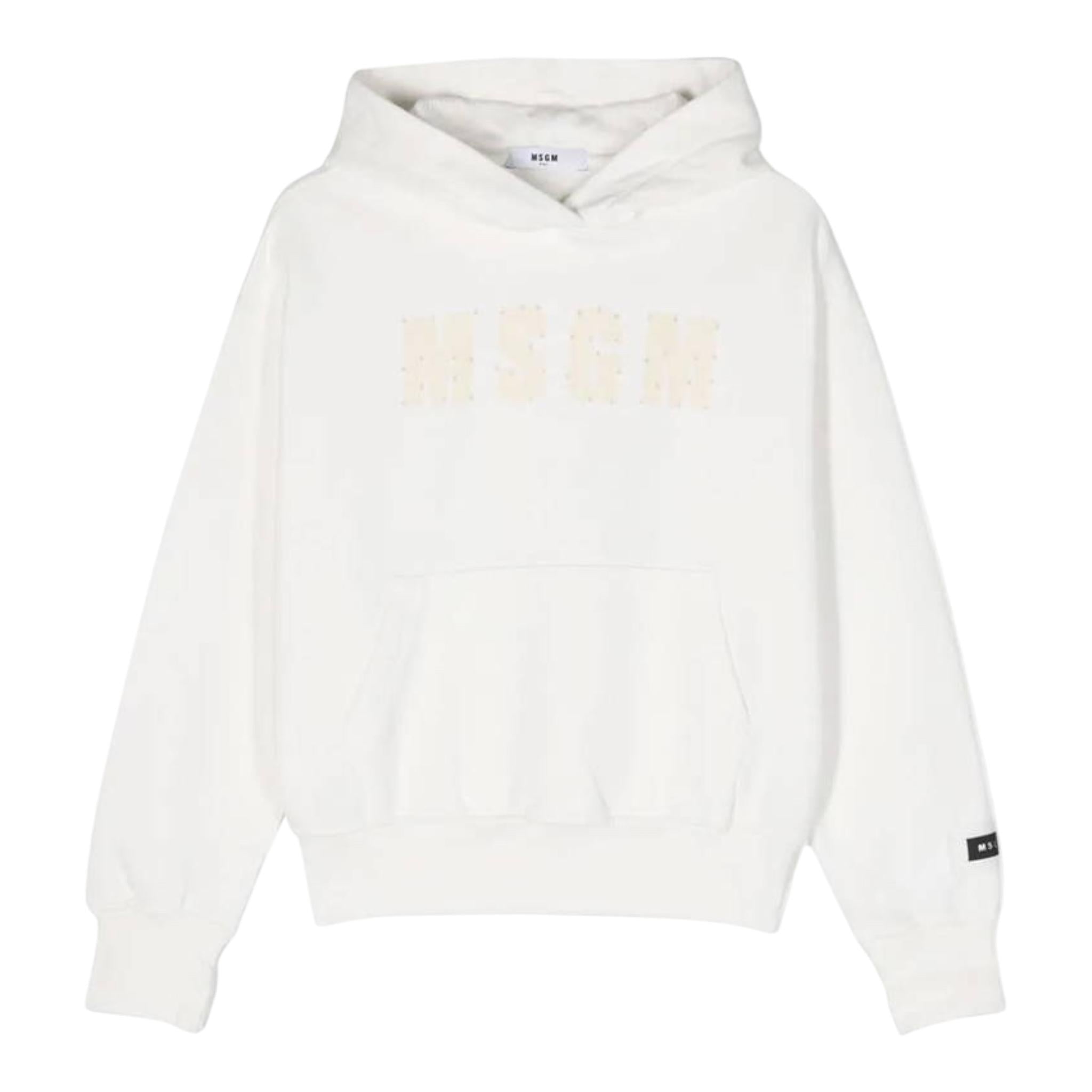 MSGM felpa chiusa con cappuccio tinta unita Bianco per Bambino F3MSJUHS1 BIANCO MSGM 