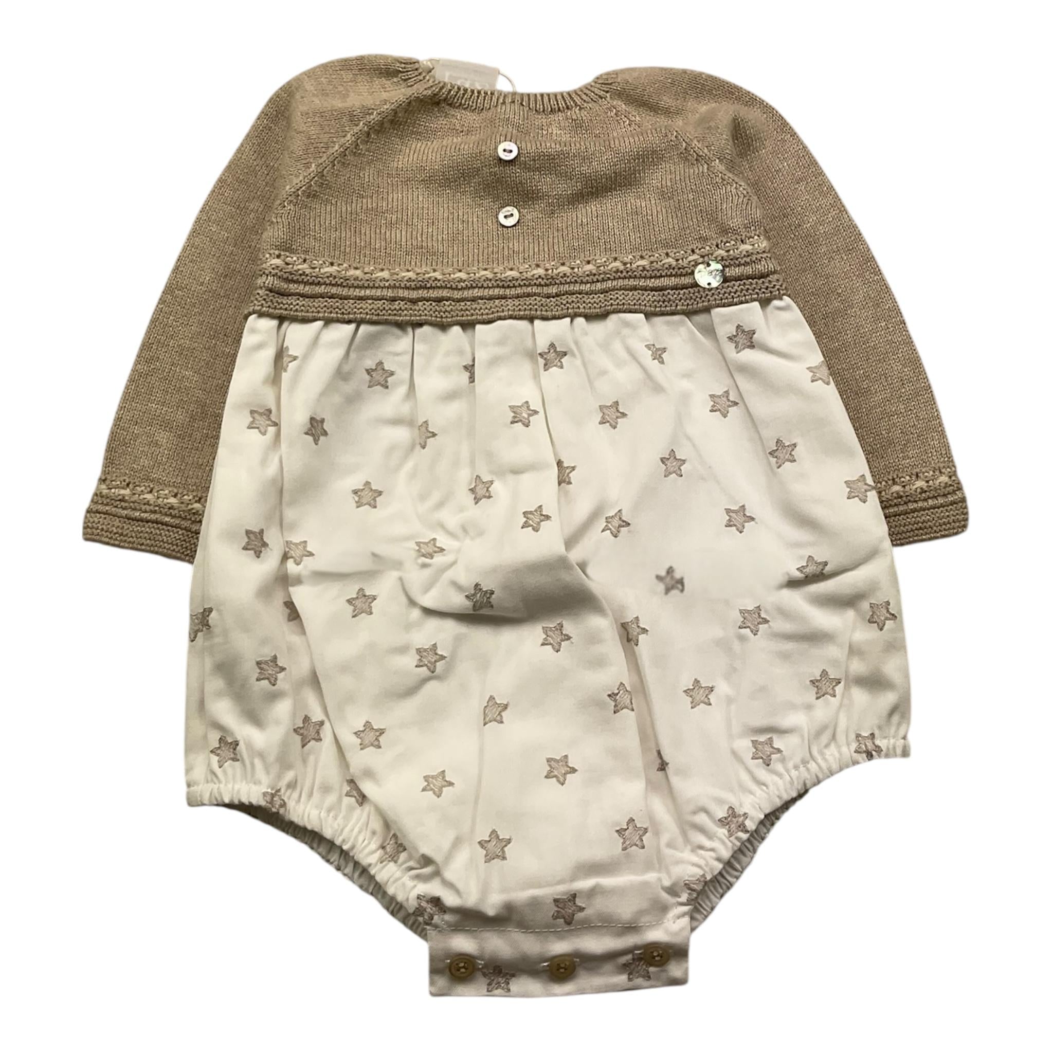 PAZ RODRIGUEZ pagliaccetto manica lunga bicolore Beige per Neonata 005121902 BEIGE PAZ RODRIGUEZ 