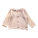 Bamboom+Babies Solid Color Button Up Sweater with Hood Pink for Baby Girl